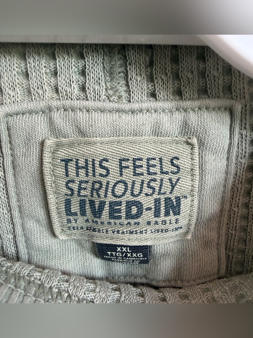 American Eagle Outfitters Oversized Waffle Knit Crew Sweater - Sage Green - Picture 2 of 3